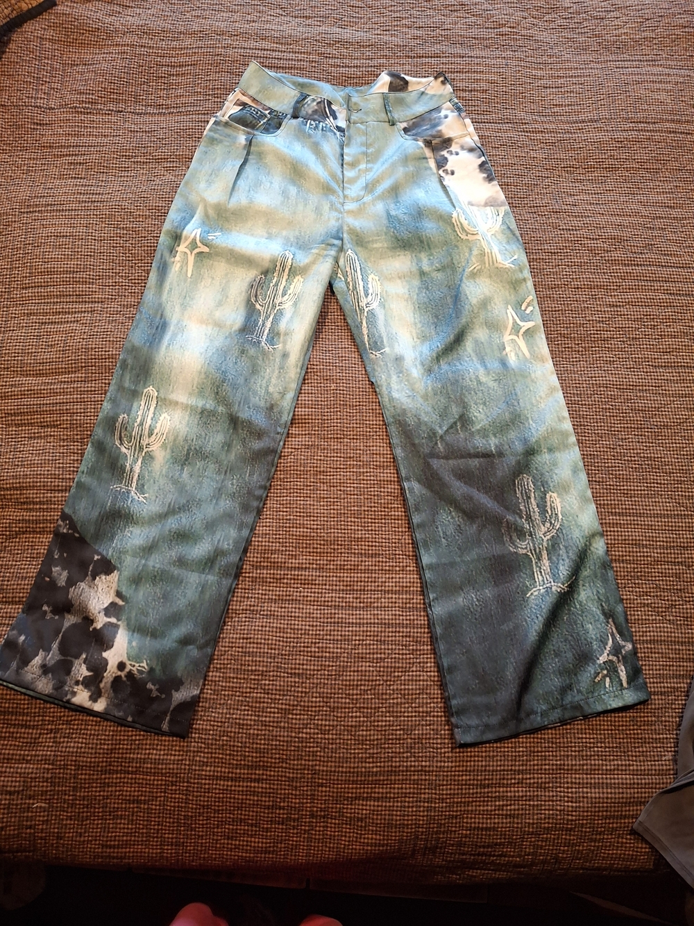 Womens Western Wide Leg Silky Pants